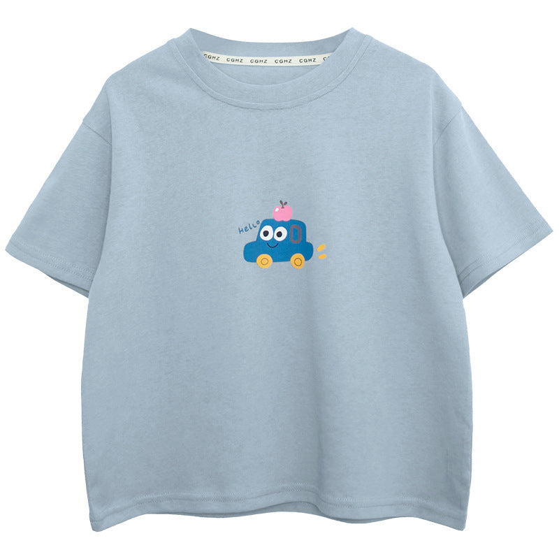 車プリント半袖T