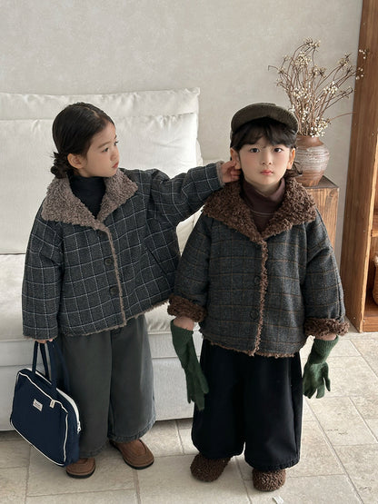 ボアフリースチェック柄コート