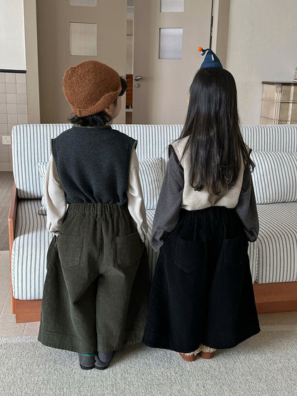 コーデュロイワイドロングパンツ