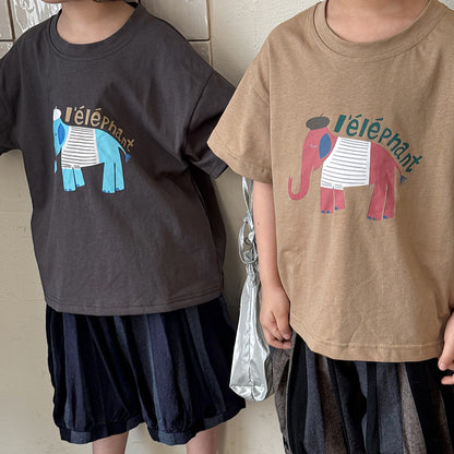 ゾウさんイラストTシャツ