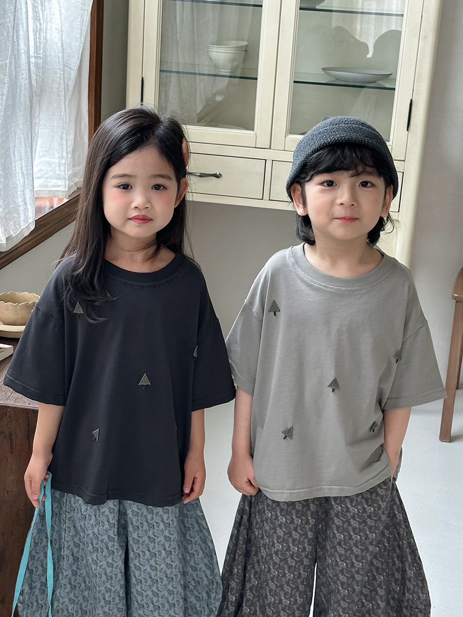 三角の木ワッペン半袖Tシャツ