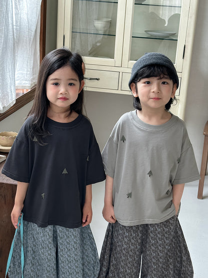 三角の木ワッペン半袖Tシャツ
