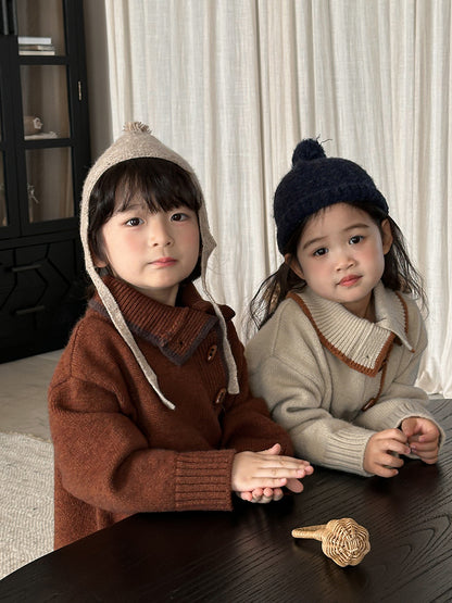 Diagonal front opening polo knit