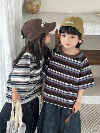 ボーダー柄ステッチTシャツ