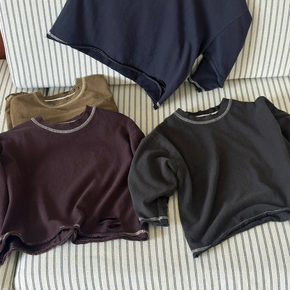 ダメージ加工ステッチデザインロングT