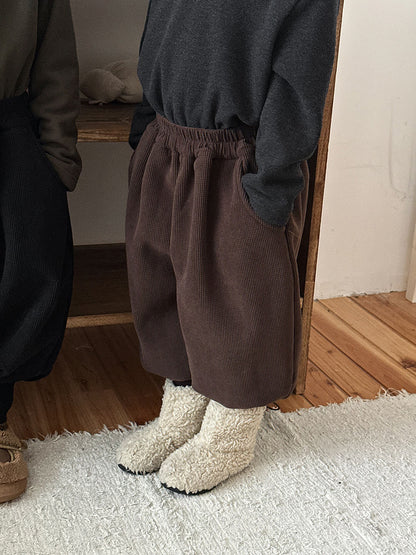 裾リブ厚手裏ボアパンツ