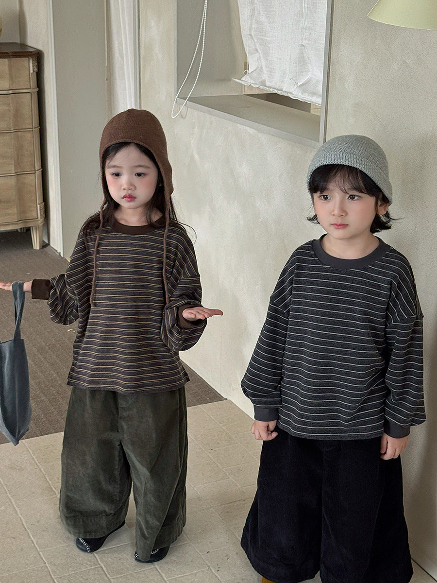カシミヤ混素材ボーダー長袖T