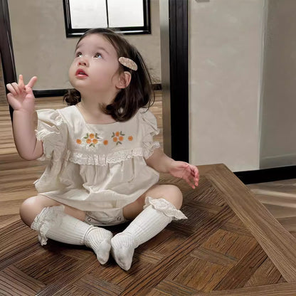 花柄刺しゅうカバーオール