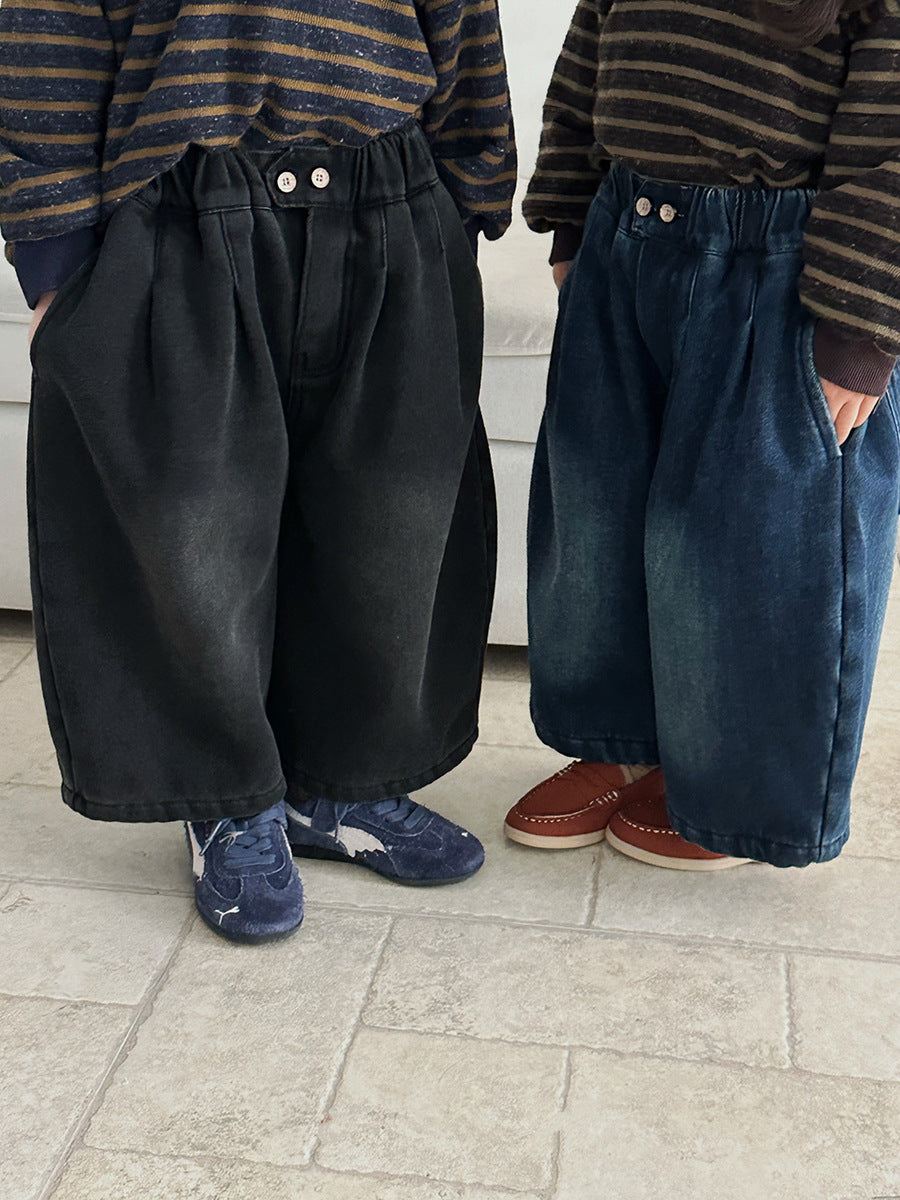 裏ボアヴィンテージデニムワイドパンツ