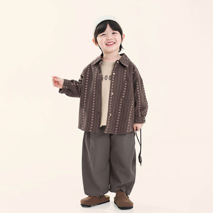 小花柄ジャカードストライプシャツ