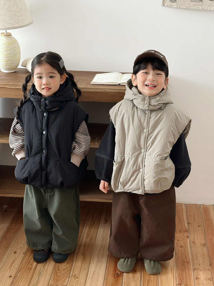 脱着フードつき中棉ベスト