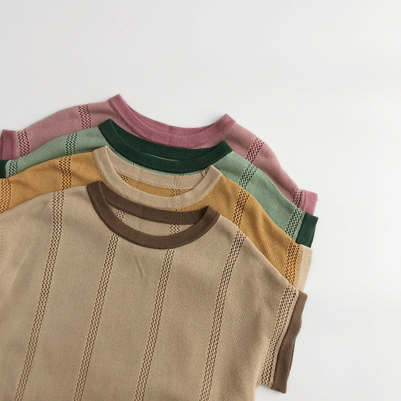 透かし編みニットTシャツ