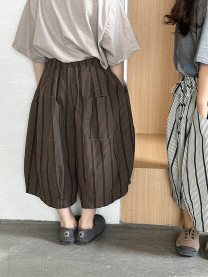 ストライプ七分ワイドパンツ