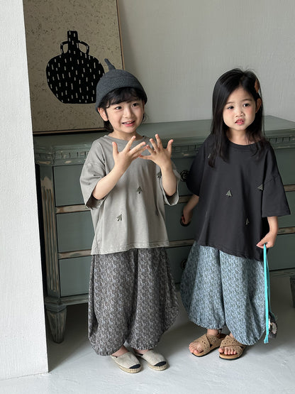 全面プリントコットンロングパンツ