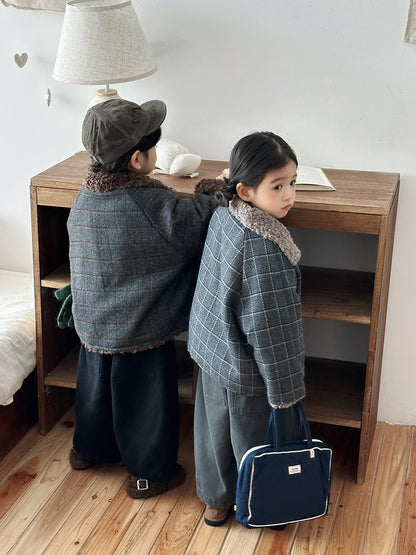 ボアフリースチェック柄コート