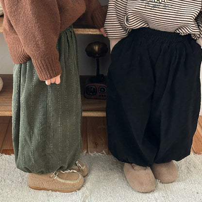 コーデュロイ裏ボアストライプパンツ