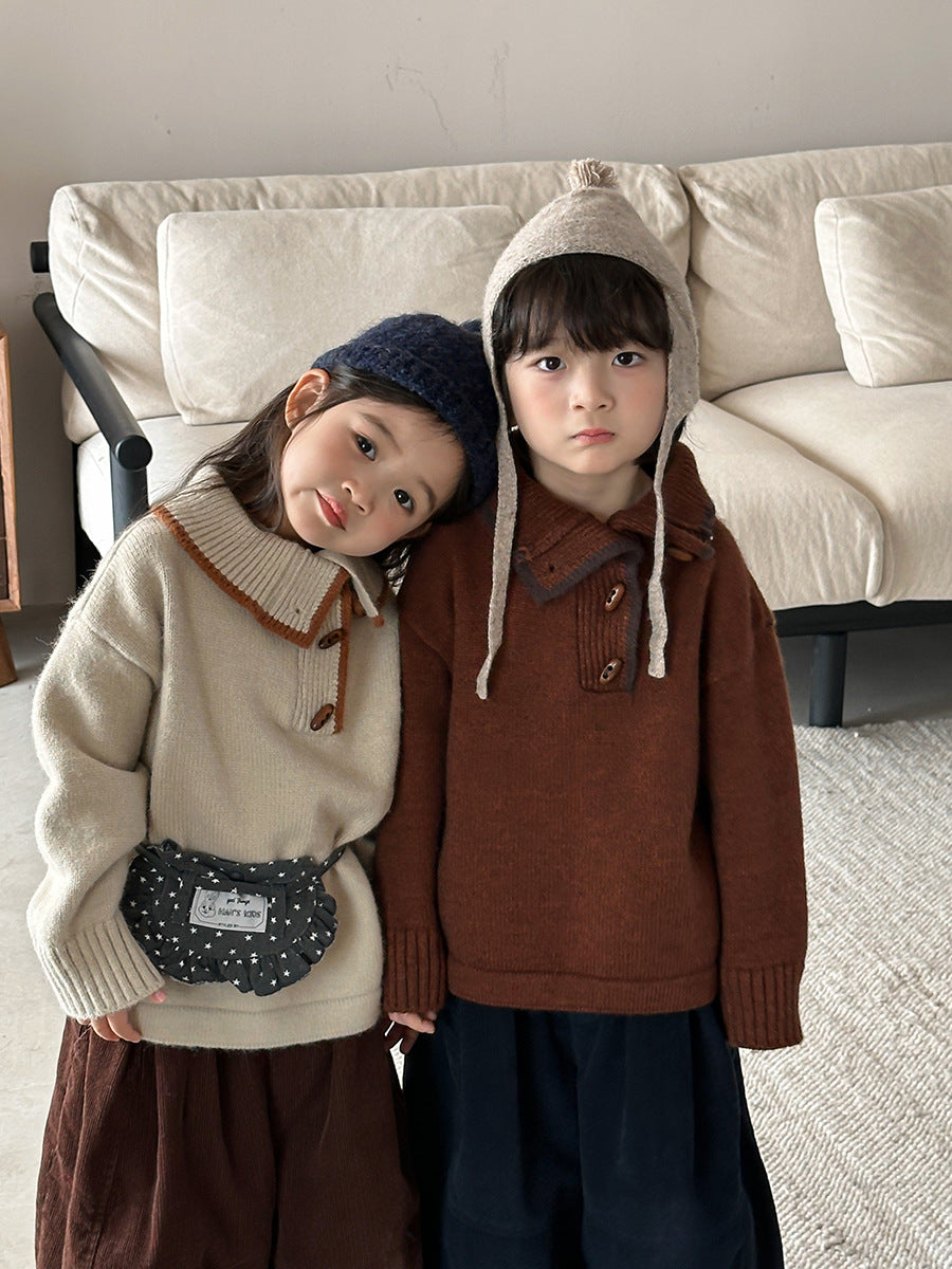 Diagonal front opening polo knit