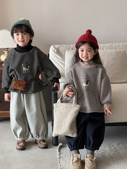 裏ボアボーダーハイネックスウェット