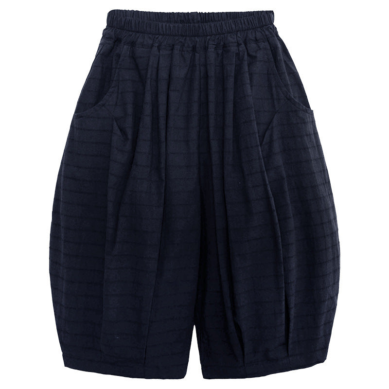 控えめボーダーコットン七分丈パンツ