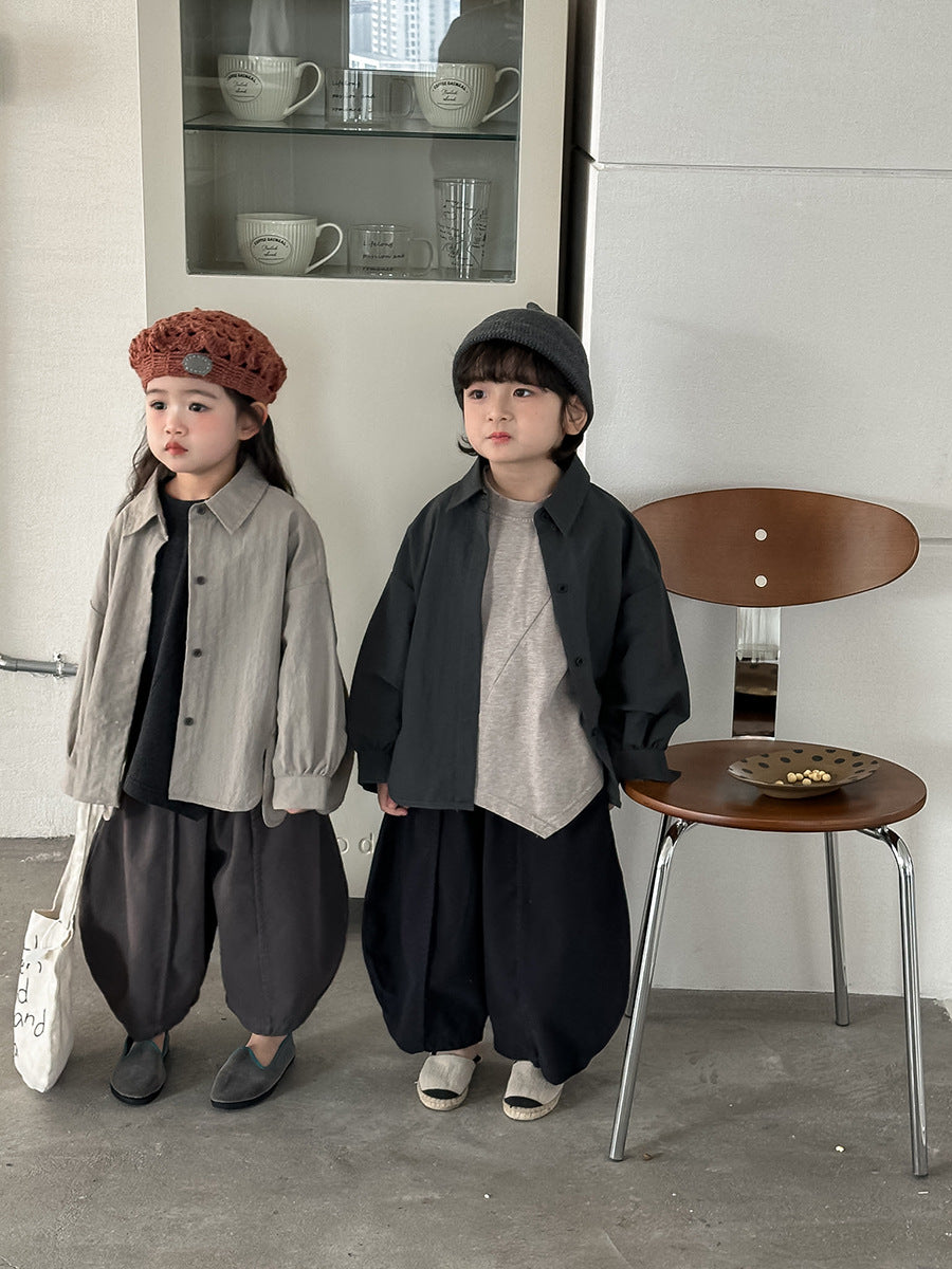 デザイン性ある無地シャツアウター