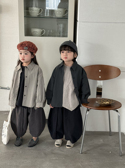 デザイン性ある無地シャツアウター