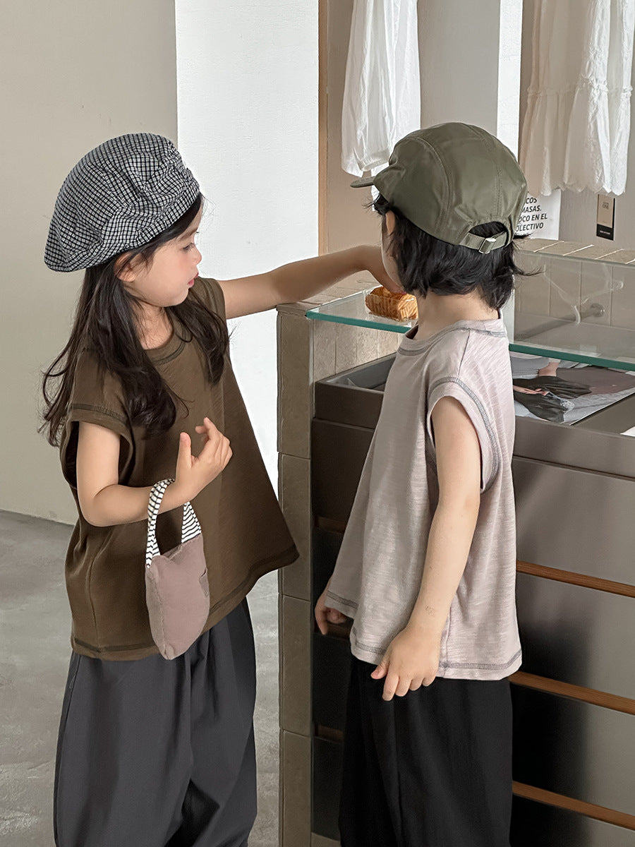 ステッチ純綿タンクトップ