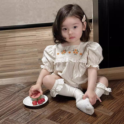 花柄刺しゅうカバーオール