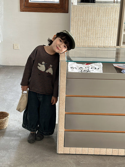 ガチョウプリントボーダーTシャツ