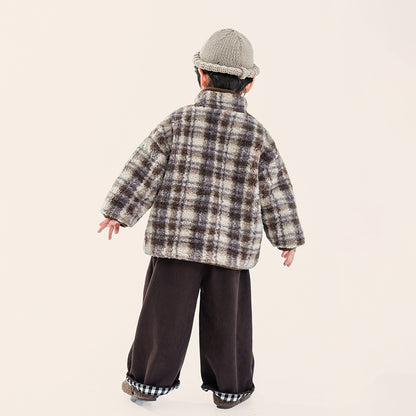 チェックボアコート