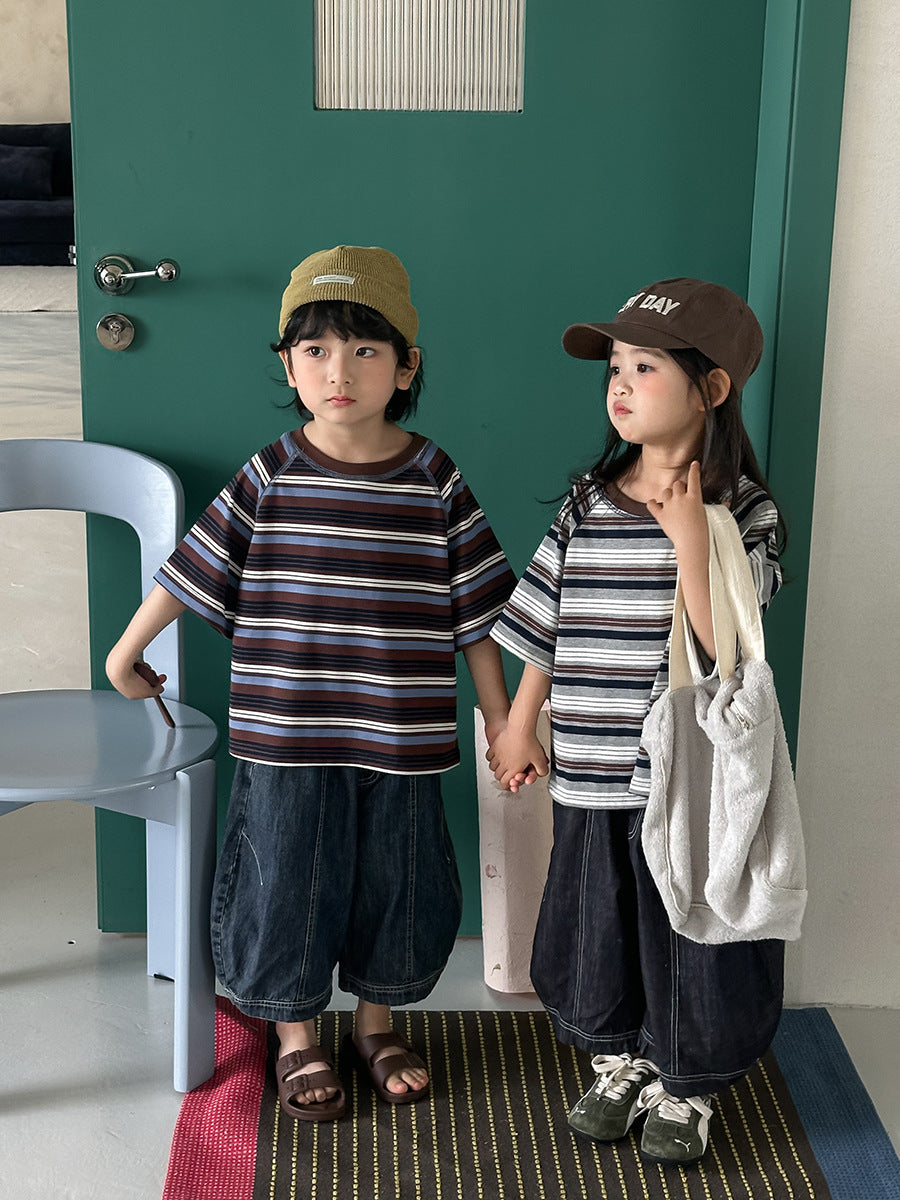 ボーダー柄ステッチTシャツ