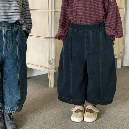 センターラインデニムロングパンツ