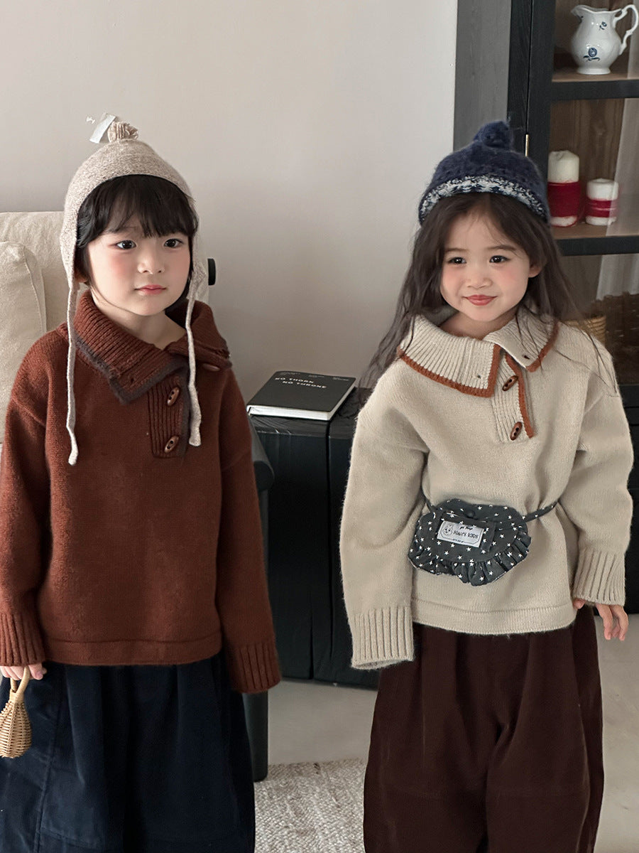 Diagonal front opening polo knit