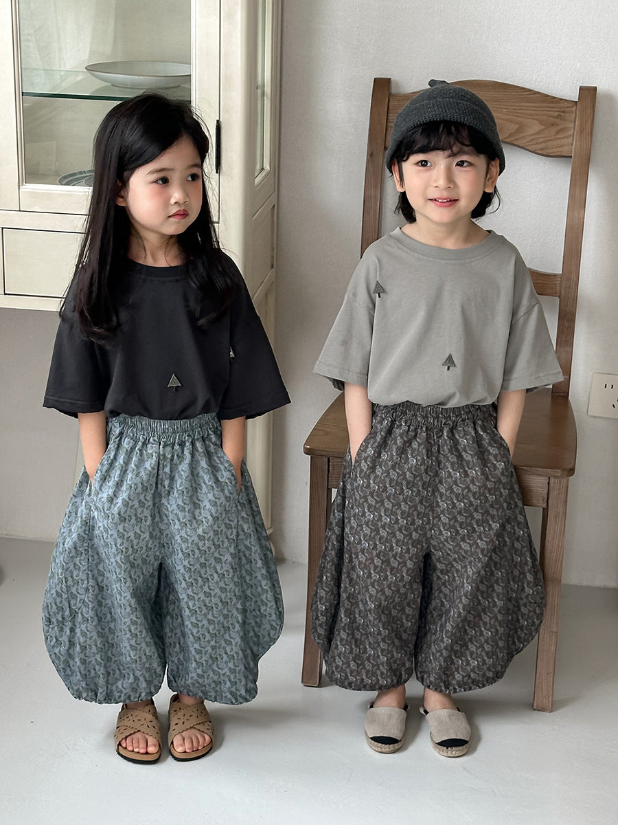 全面プリントコットンロングパンツ