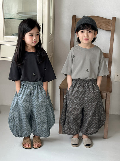 全面プリントコットンロングパンツ