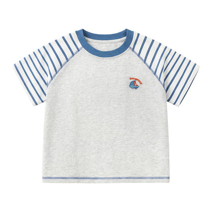 ボーダー切替クルーネックTシャツ