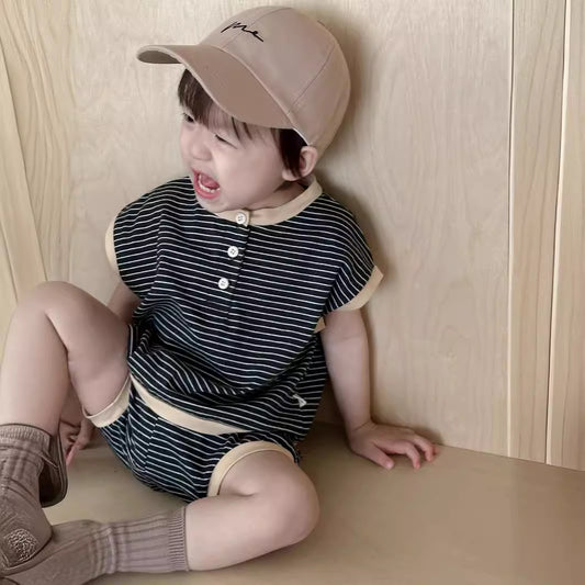 配色ボーダー柄セットアップ