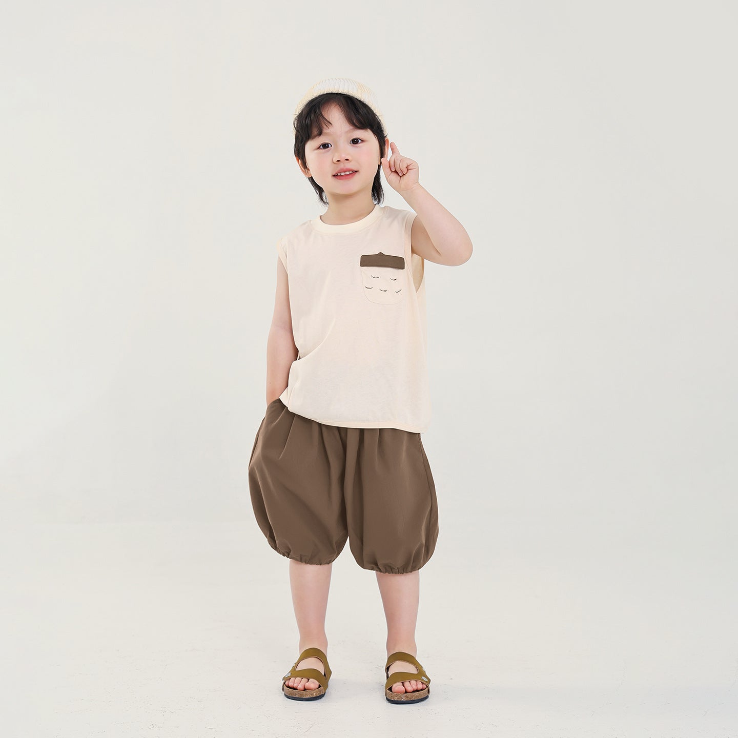 栗ポケットタンクトップ＆ショートパンツ2点セット