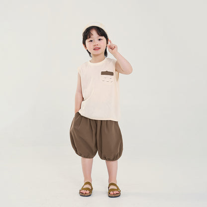 栗ポケットタンクトップ＆ショートパンツ2点セット