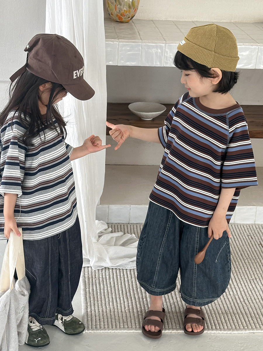 ボーダー柄ステッチTシャツ