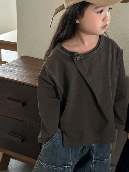 斜めボタンTシャツ綿100%