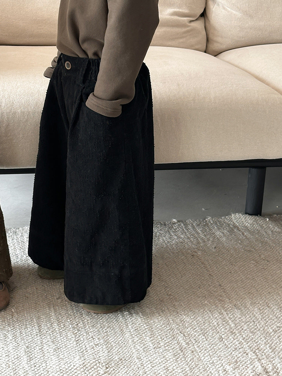 穴あき模様裏ボアコーデュロイパンツ