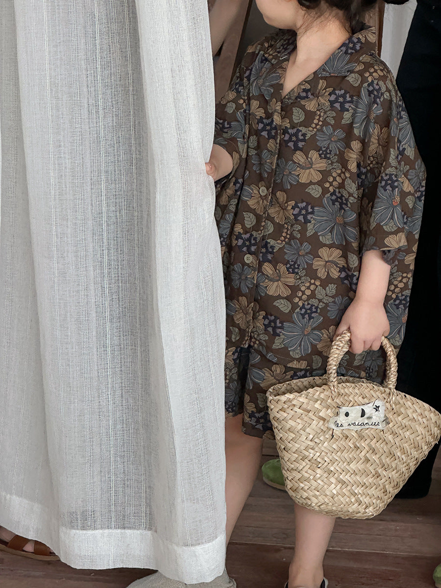 花総柄シャツとショートパンツ2点セット