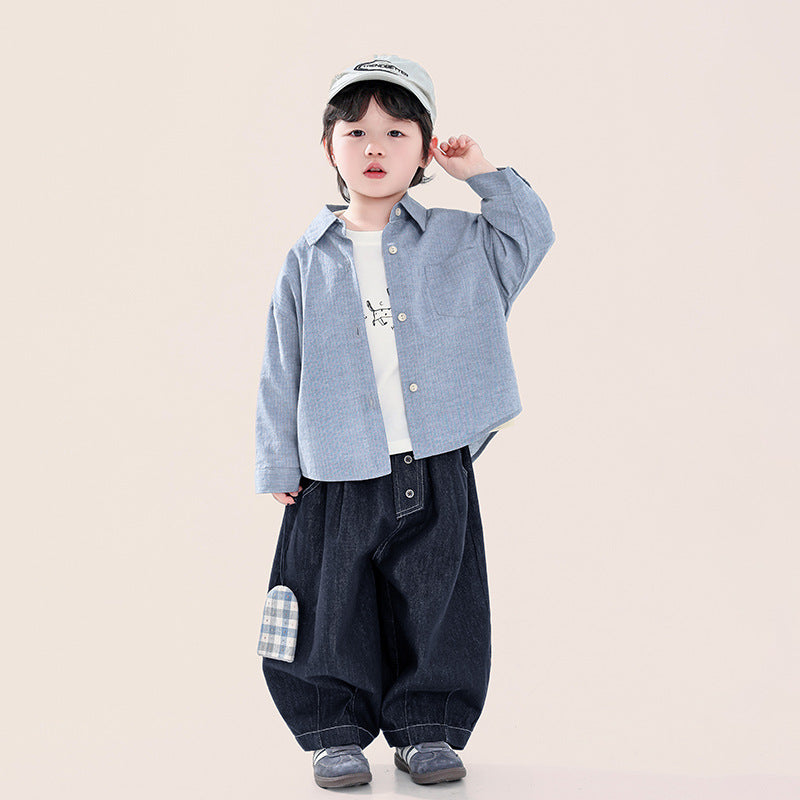 立体糸ストライプシャツ