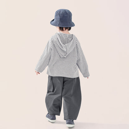 ニュアンスグレーボーダーパーカー