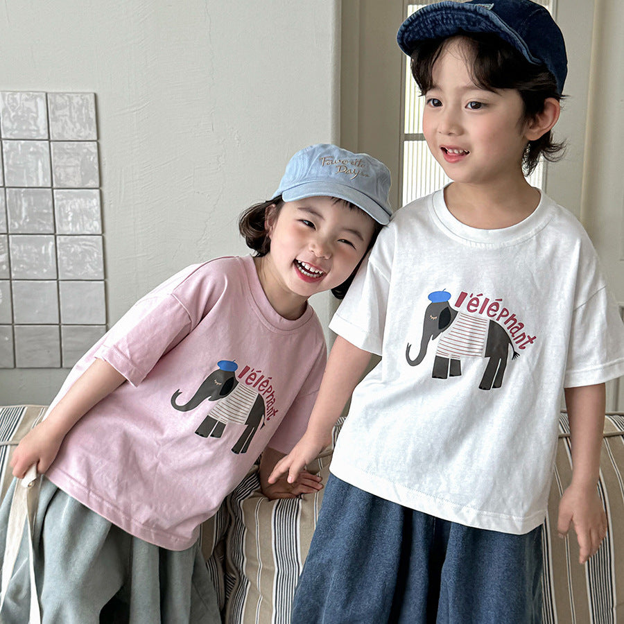 ゾウさんイラストTシャツ