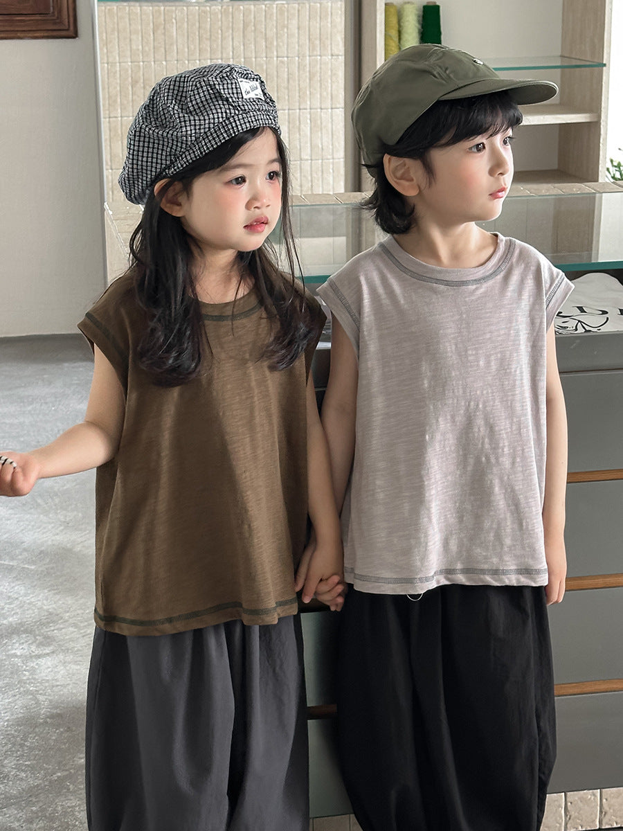 ステッチ純綿タンクトップ