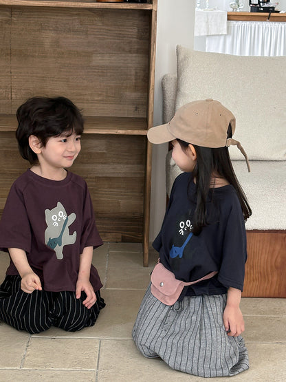 猫ちゃんプリント半袖Tシャツ