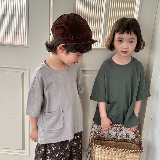 ポケット付きベーシックTシャツ