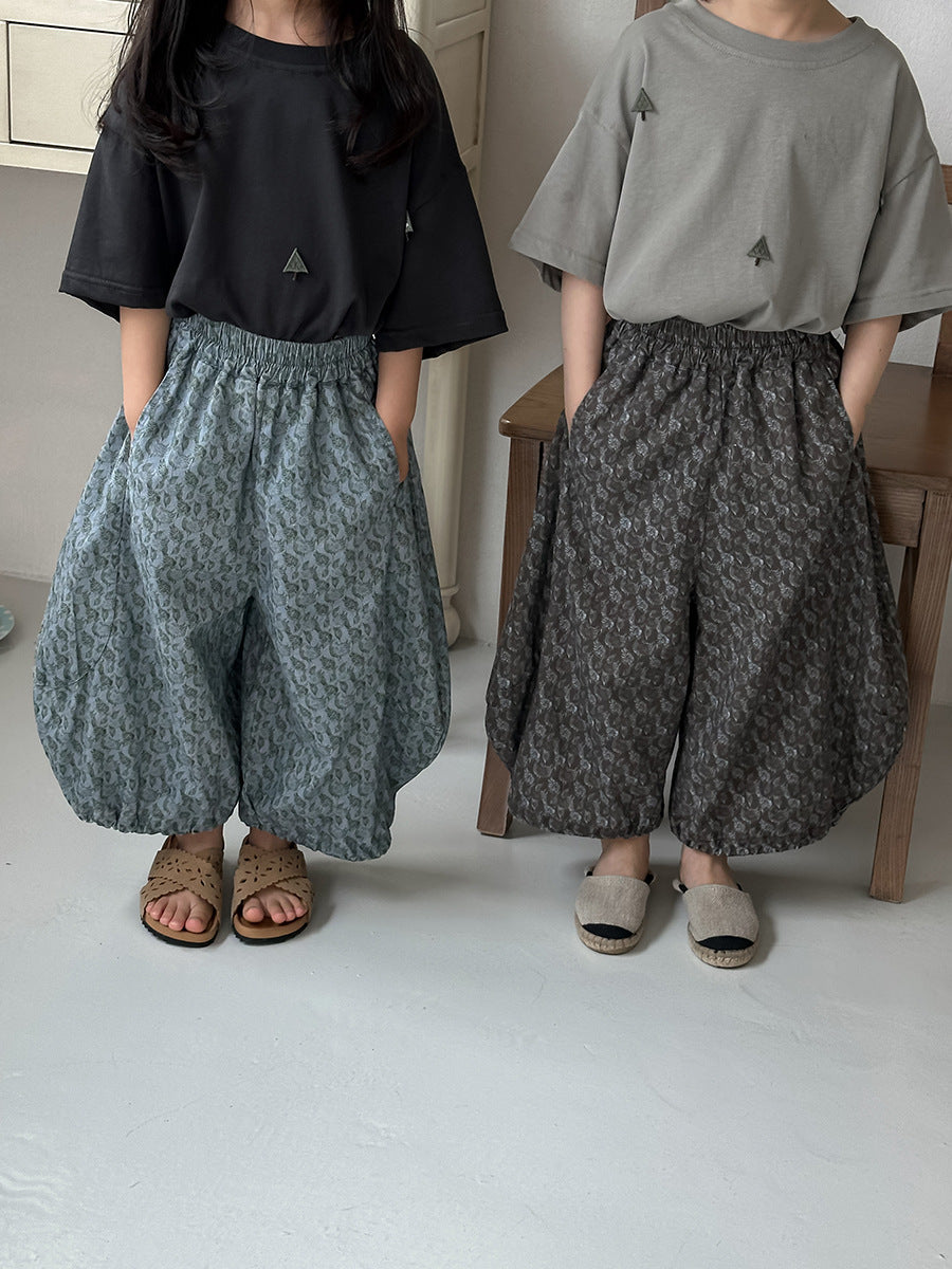 全面プリントコットンロングパンツ