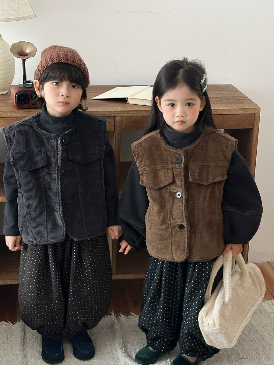 コーデュロイユニセックスベスト